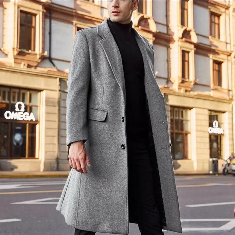 Men's Long Sleeve Woolen Long Coat - Kylie Store's Ko-fi Shop - Ko-fi ️ 