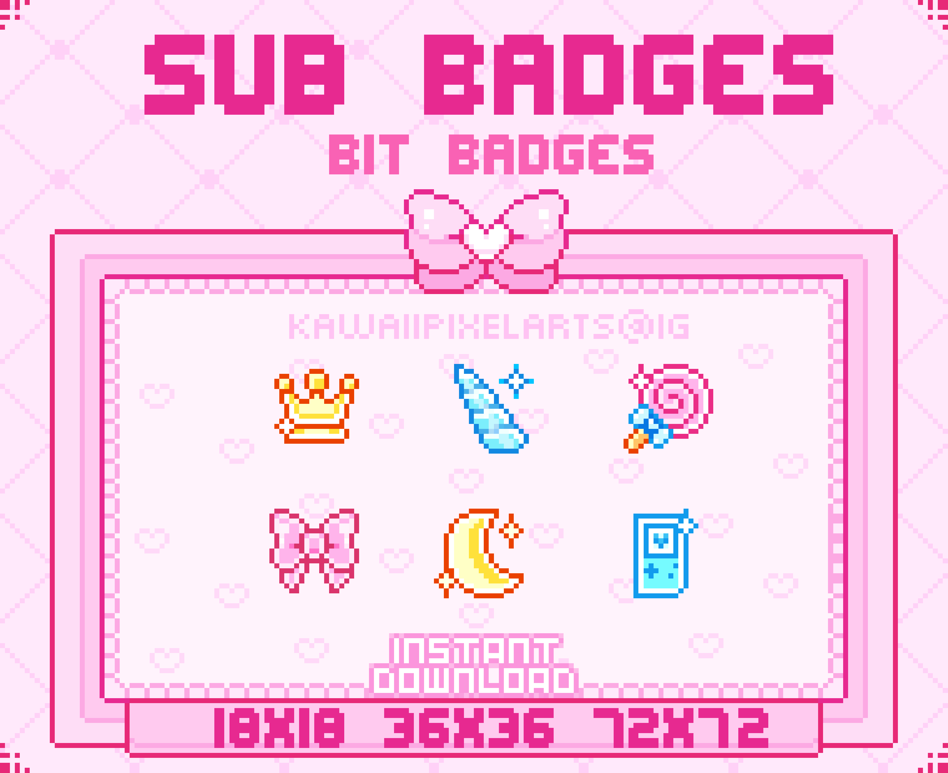 Twitch sub badges - Cute Pixel / bit badges - KawaiiPixelArts's Ko-fi ...