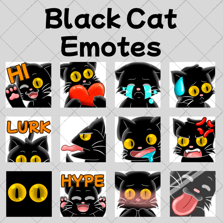 Black Cat Twitch Emote / Halloween Emote / Cute Emojis for 