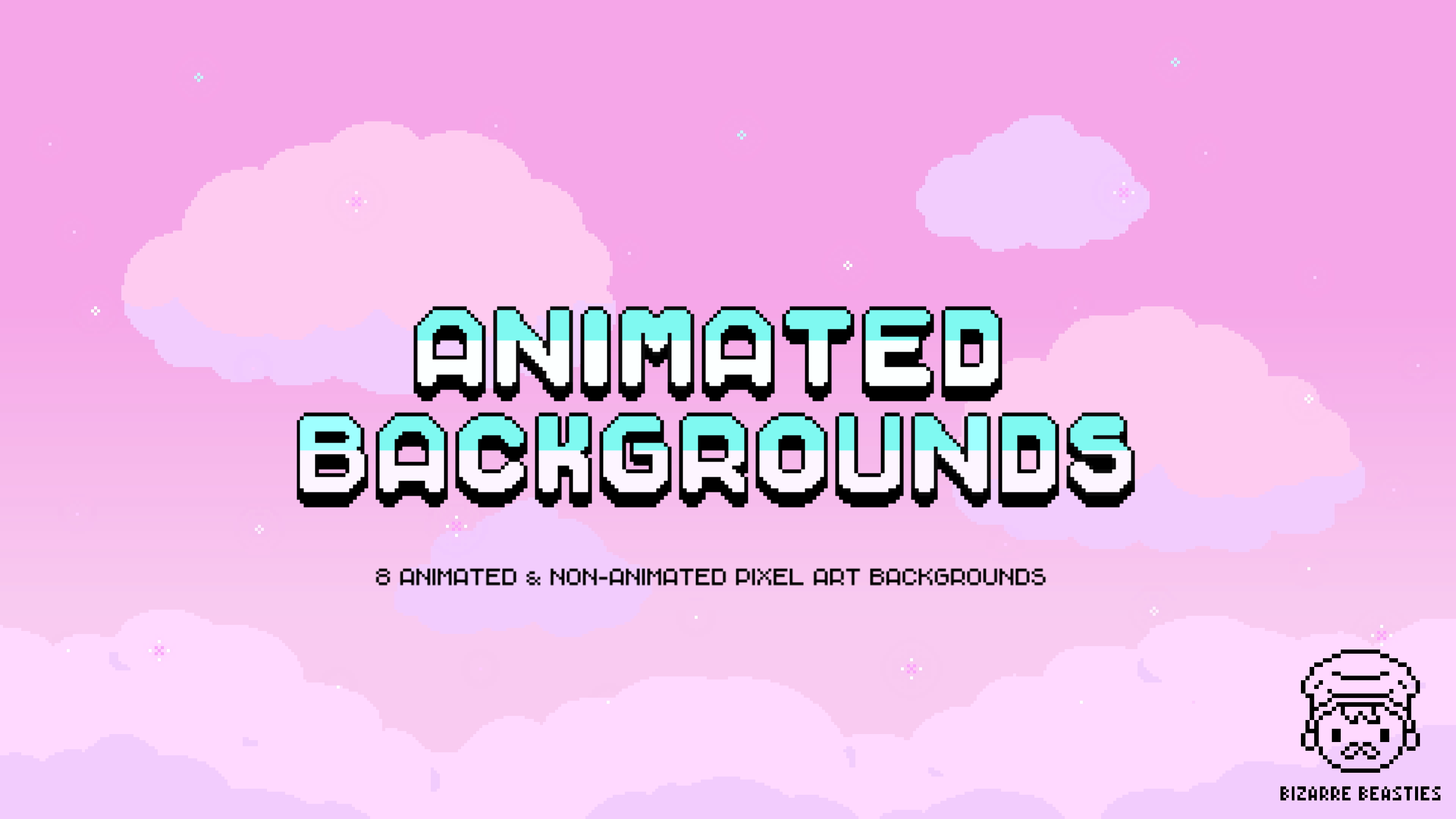 8x Animated Pixel Art Backgrounds Bundle - Day-time Pixel Skies ...