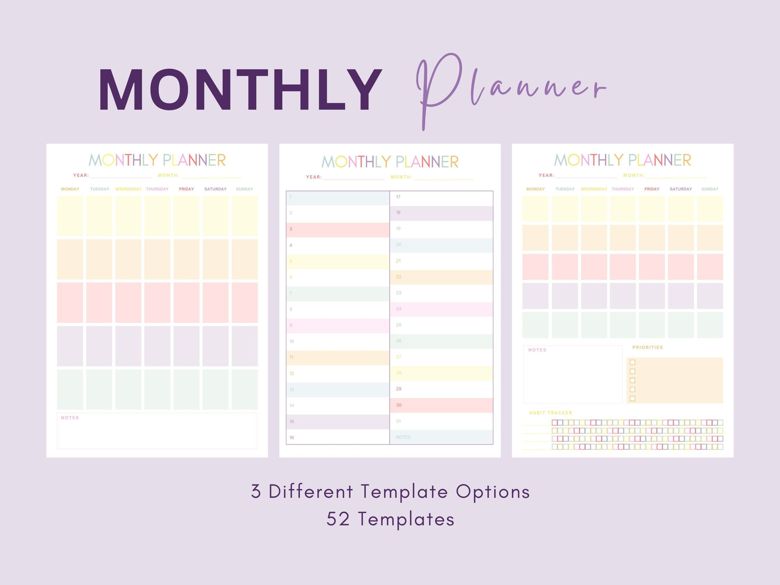 Monthly Planner | Templates | Undated Pages | Printable | Digital Use ...