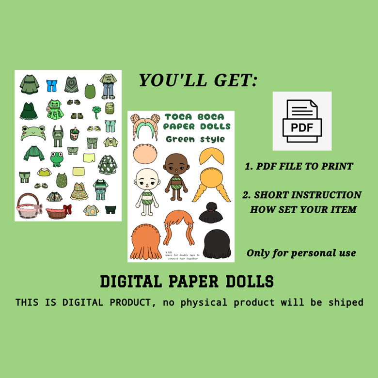 Toca Boca Paper Dolls and Clothes / Quiet book pages / Digital
