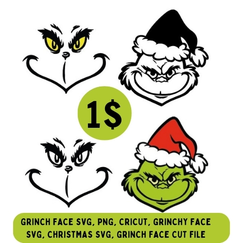 Grinch Face Svg, Png, Cricut, Grinchy Face Svg, Christmas Svg, Grinch 