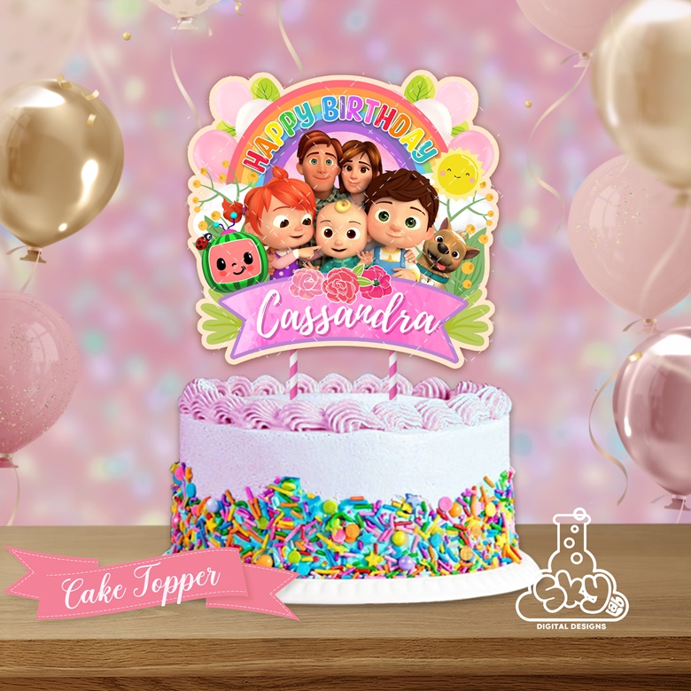 Pink Cocomelon Party Decorations Bundle Kit - Skylab Digital Designs's ...