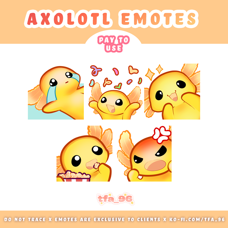 Axolotl Emote Pack - Yellow - Tfa_96's Ko-fi Shop - Ko-fi ️ Where ...