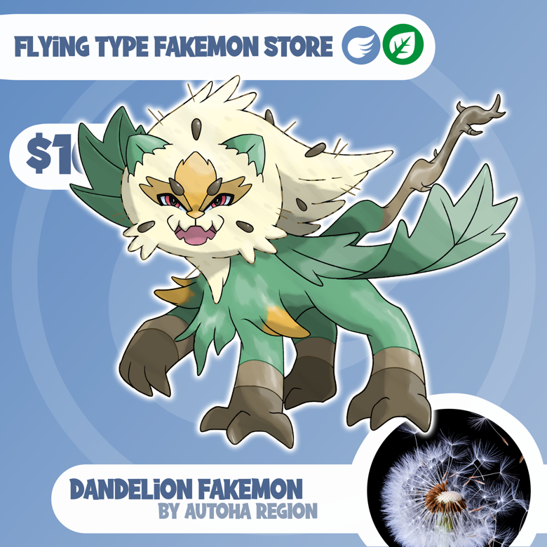 Dandelion Fakemon - Luan Alves Pires/ Autoha Region's Ko-fi Shop - Ko ...