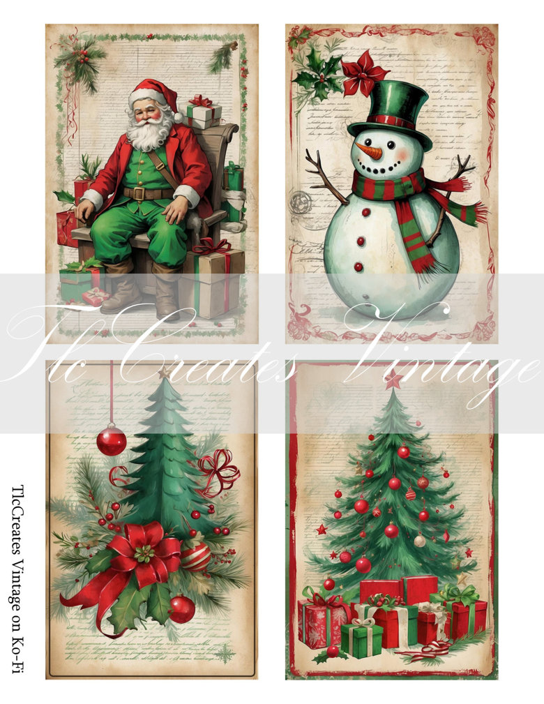 Red and Green Christmas, Printable Sheet - TlcCreatesVintage Junk ...