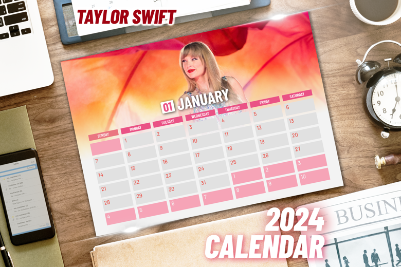 Taylor Swift 2024 Calendar, Digital, Printable, Taylor Swift, 2024 Calendar  