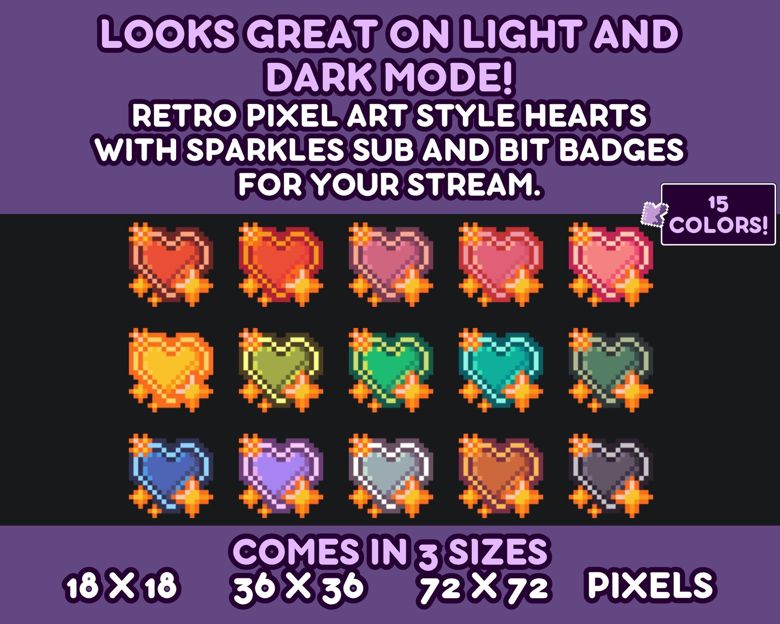 Pixel Heart Twitch Badges - glitchedinorbit's Ko-fi Shop - Ko-fi