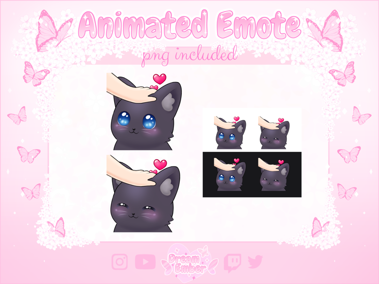 Cute Black Cat Animated Emote Twitch Cat Headpat Discord Stickers ...