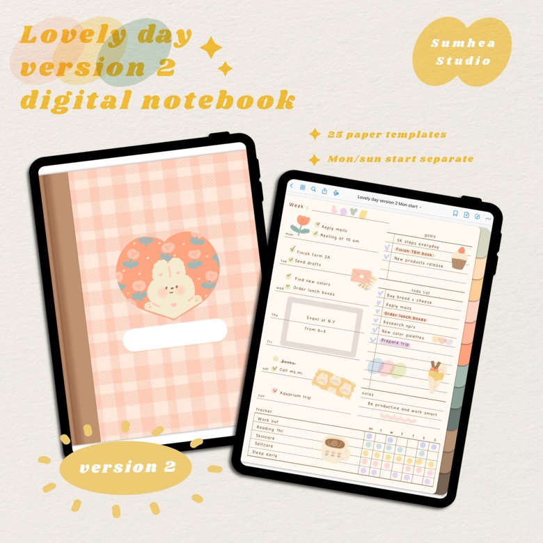 [Ver.2] Lovely day ver.2 digital notebook - Hyperlink notebook - Sumhea ...