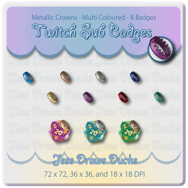 Crown Sub Badges for Twitch, Discord Emotes