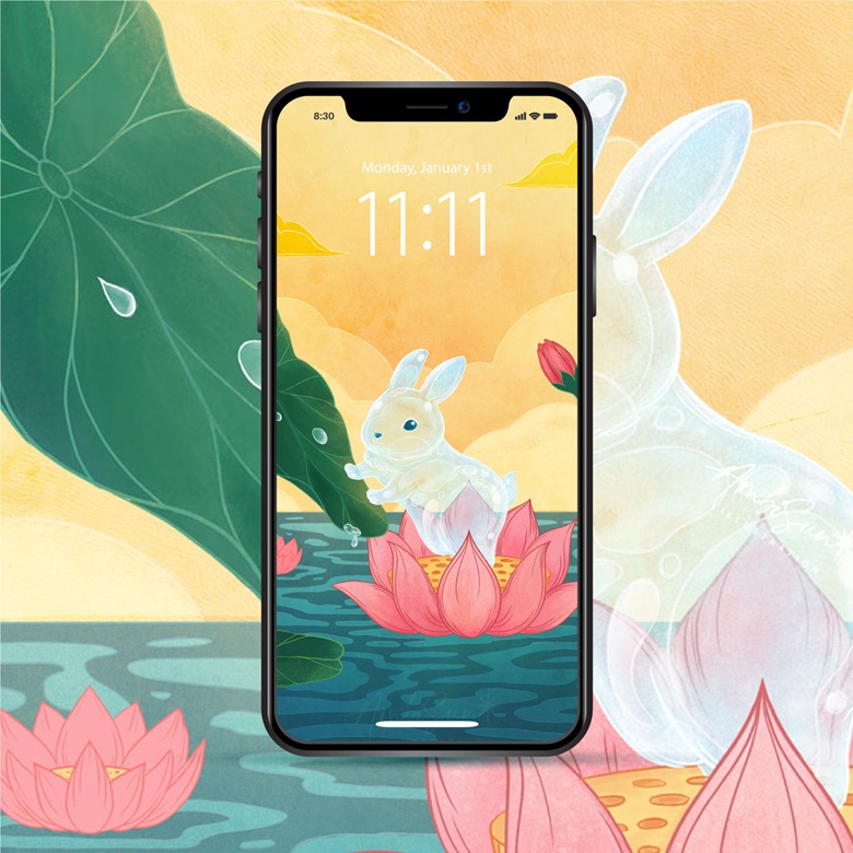 Bunny on Lotus Flower Phone Wallpaper - Ambi Sun's Ko-fi Shop - Ko-fi ❤️  Where creators get support from fans through donations, memberships, shop  sales and more! The original 'Buy Me a