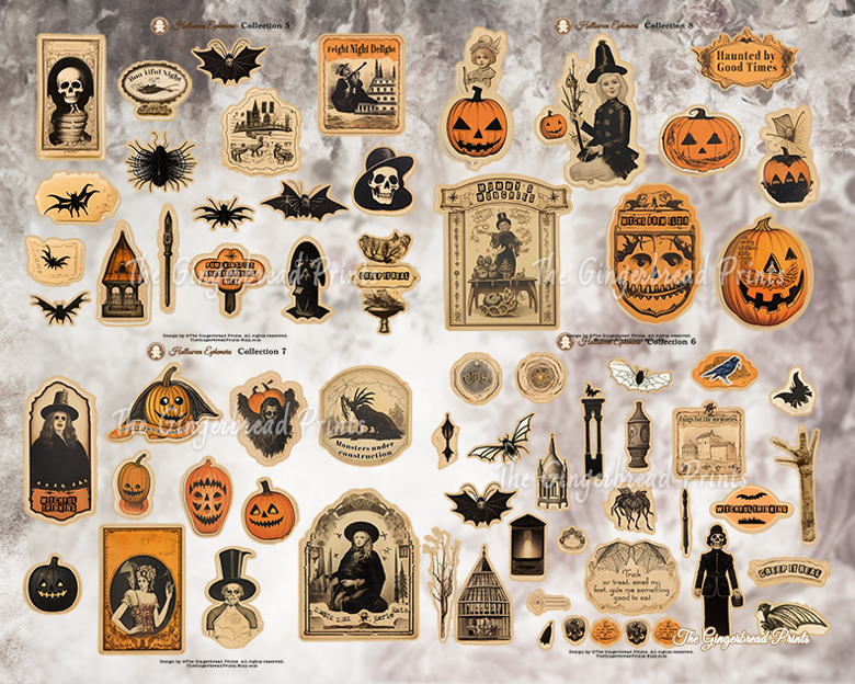 240 Halloween Ephemera Images Bundle Printable Kit Printable Kit for ...