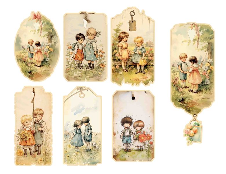 Surprise image bundle for TGP members -7 Vintage Children tags - Lisa ...