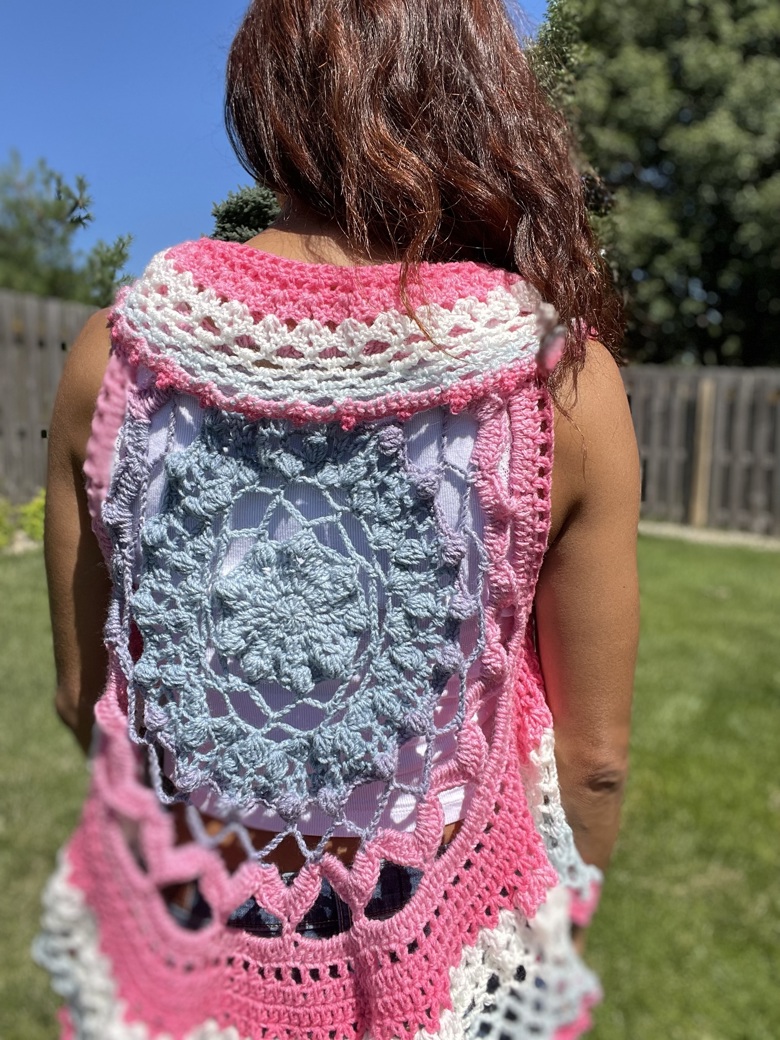 Pink Mandala ruffle crochet vest - momopot75's Ko-fi Shop - Ko-fi ️ ...