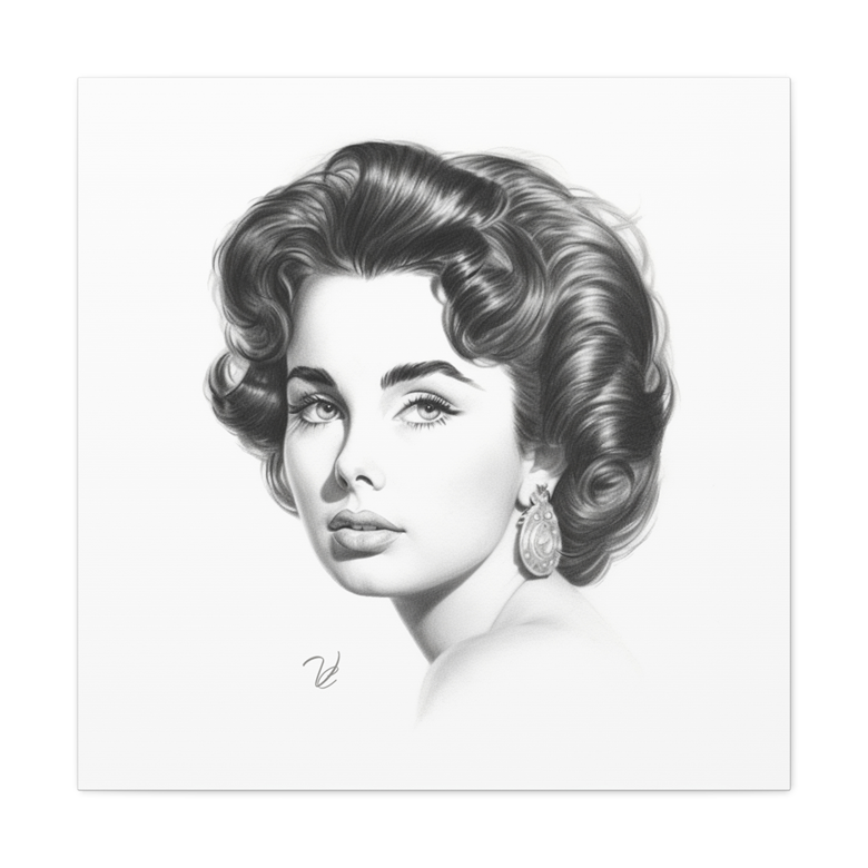 Minimalistic Elizabeth Taylor Pencil Drawing Print - Veronica Crockford ...