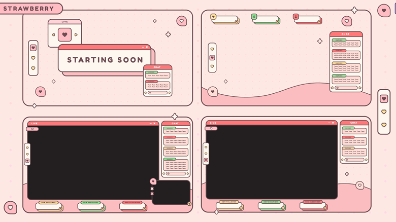 Strawberry 】Macaron Screens and Overlays Package - Numi's Ko-fi Shop ...