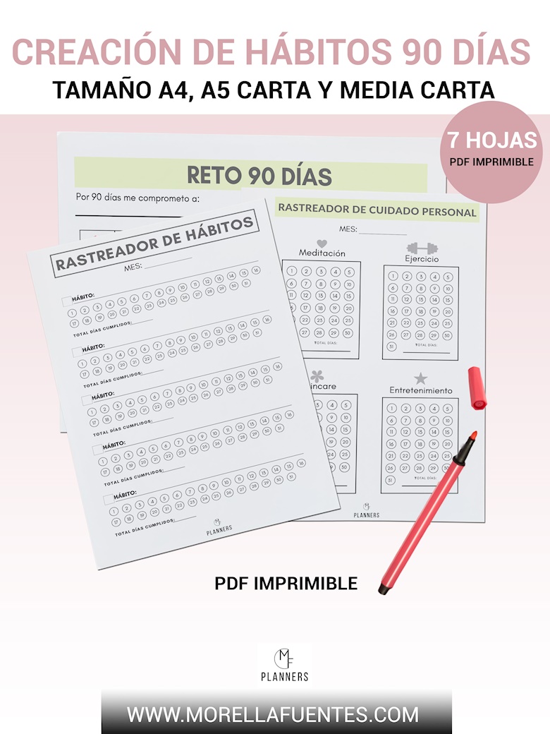 Kit de hábitos 90 días PDF Imprimible - Morella Fuentes's Ko-fi Shop ...