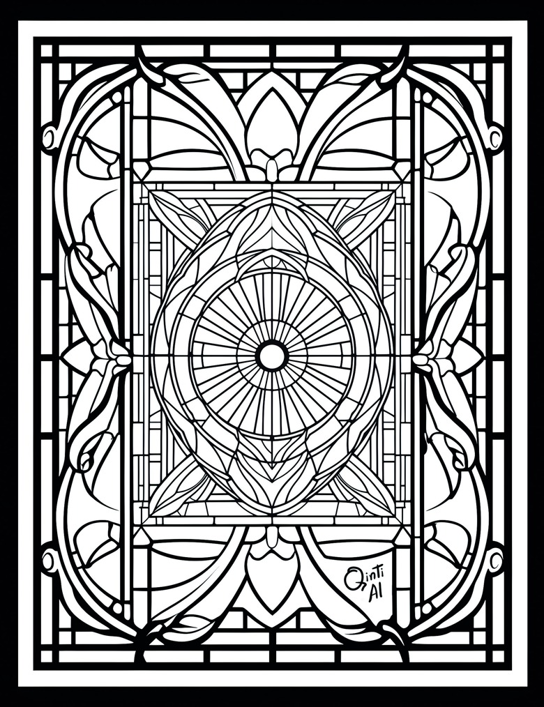 Free printable coloring pages for adults generated with AI. Stained ...