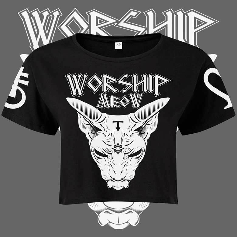 Worship Meow Cropped T-shirt - Plundering Productions's Ko-fi Shop - Ko ...