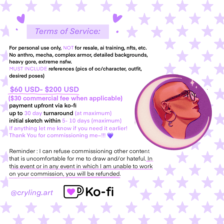 cryling.art&rsquo;s Ko-fi Commissions - Ko-fi ❤️ Where creators get 