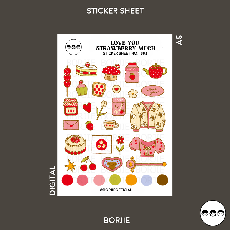 Bullet Journal Stickers Sheet. Cute Digital Printable Sticker for