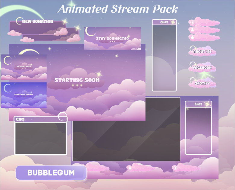 Bubblegum Clouds Stream Package/Transition/Stream Overlay/Panels/Sky ...