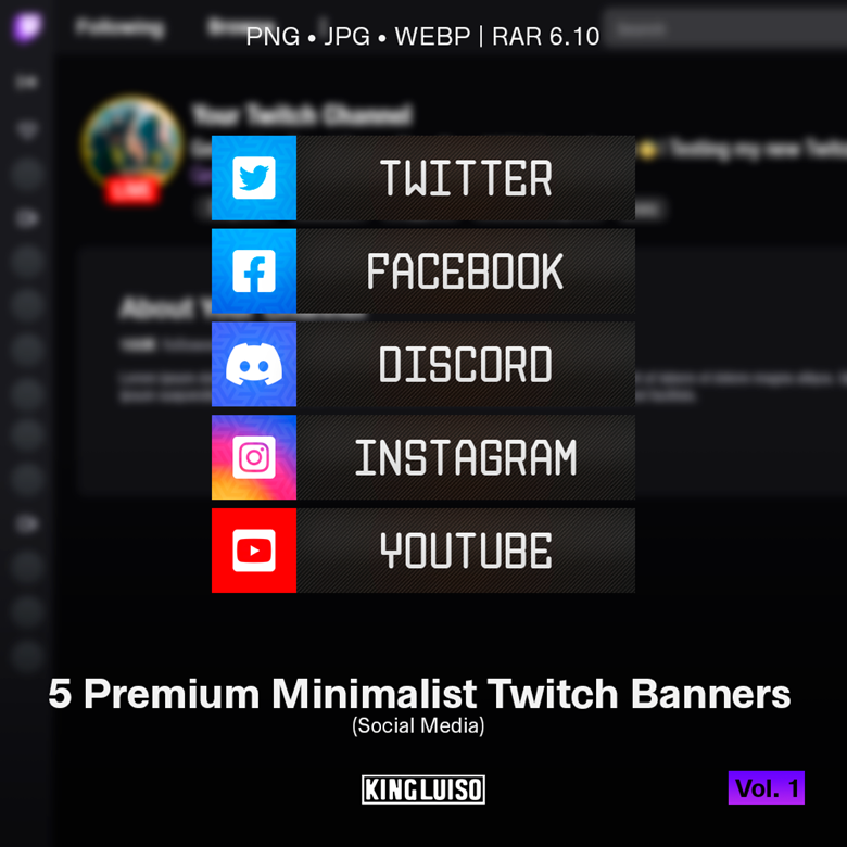 5 Premium Minimalist Twitch Banners (Social Media) Vol. 1 - King Luiso ...