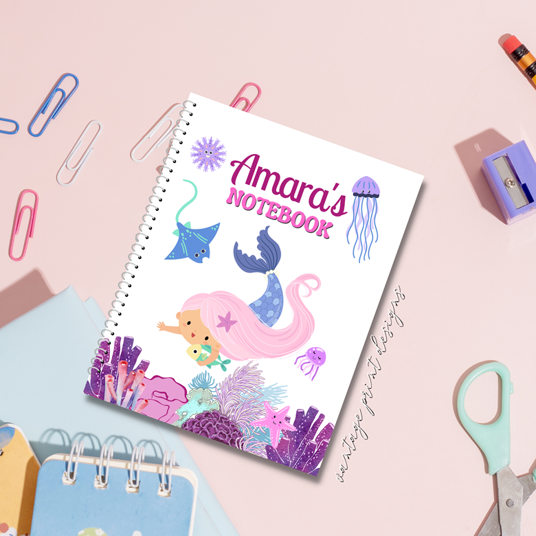 mermaid front cover for notebook or drawing pad (vertical) for kids ...