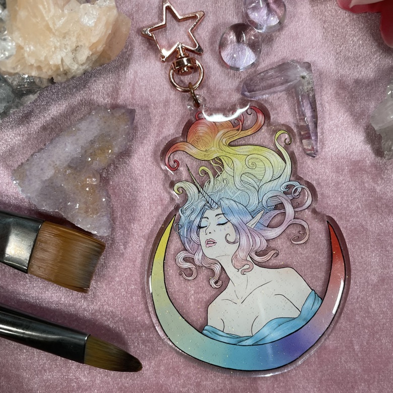 ACRYLIC KEYCHAIN WITH GLITTER 