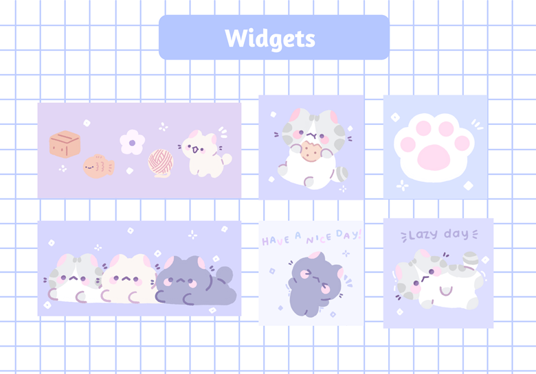 Cute Purple Ios Icons Kawaii Cats Icon Bundle App (Instant, icon