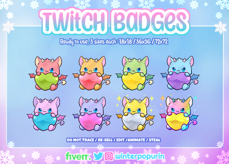 Little Demon / Bat / Familiar / Imp Sub Badges Twitch - Winterpopurin's ...