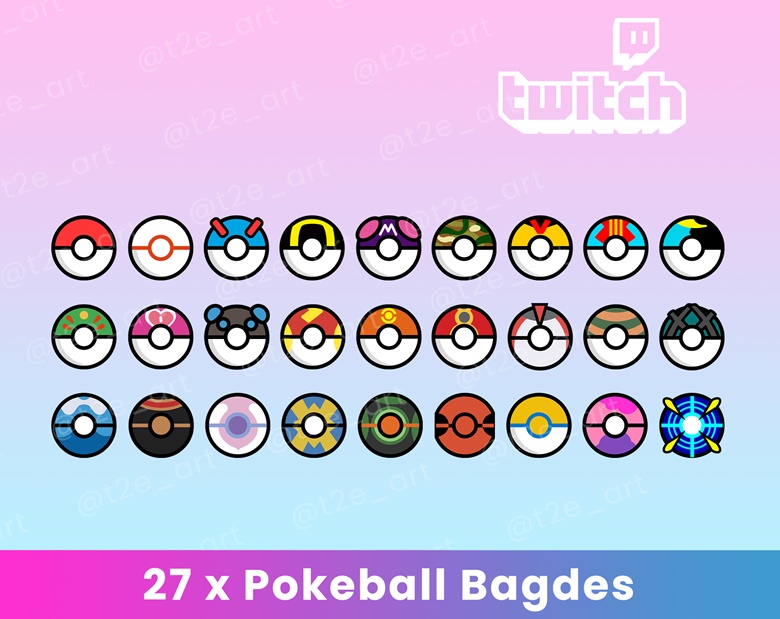 28 Pokeball Twitch Sub Badges Twitch Badges Cool Badges 