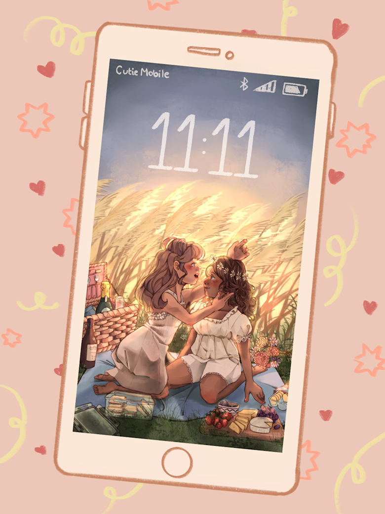 Sapphic Sunset Phone Wallpaper! - sigh's Ko-fi Shop