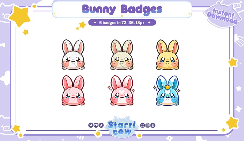 Bunny on the moon badges / Emotes / Stream Badges / Discord Emotes –  JPWonderland