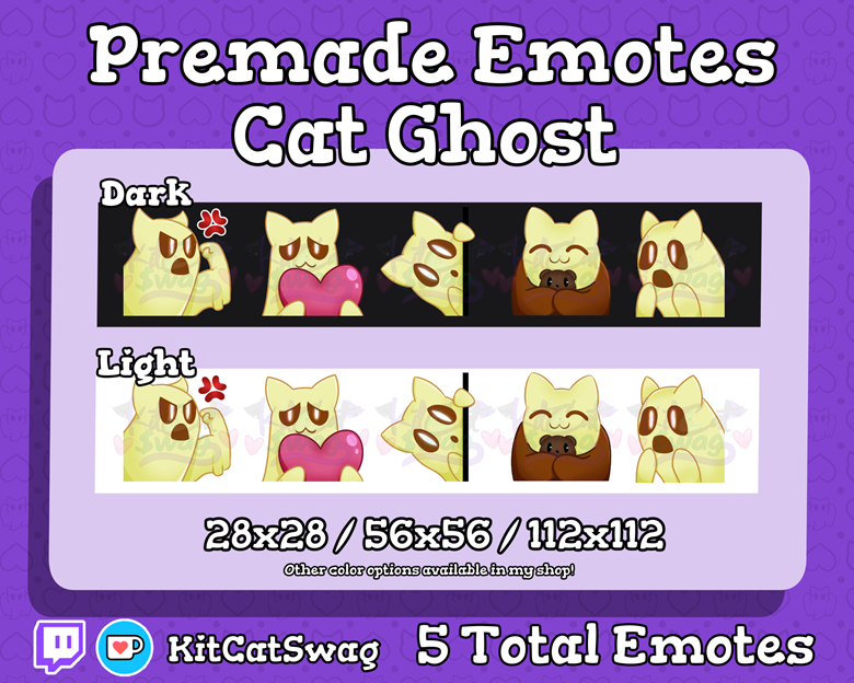 Copy Of Ghost Cat Emote Pack X5 - Yellow - KitCatSwag's Ko-fi Shop - Ko ...