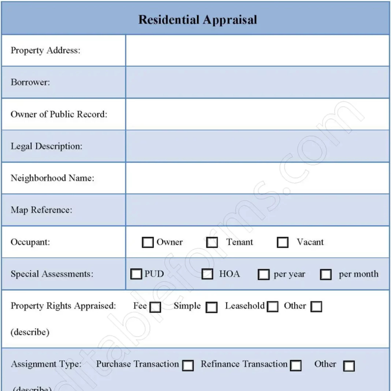 Residential Appraisal Fillable PDF Template - Editable Forms's Ko-fi ...