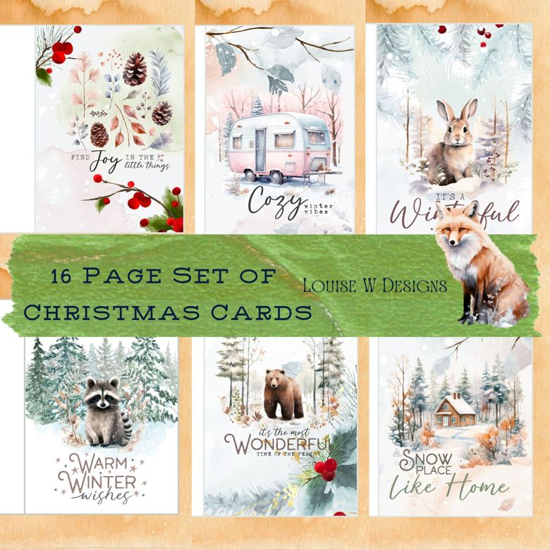 16 Page Set of Winter Cards in 4 different sizes - Louise's Ko-fi Shop ...