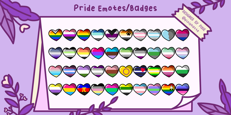 Free Pride Hearts Emotes And Badges Pixiehattes Ko Fi Shop Ko Fi ️ Where Creators Get