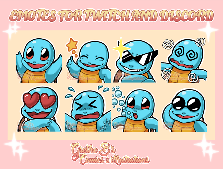 Emote pack - Squirtle (8 Emotes) - Grethe_B's Ko-fi Shop - Ko-fi ️ ...