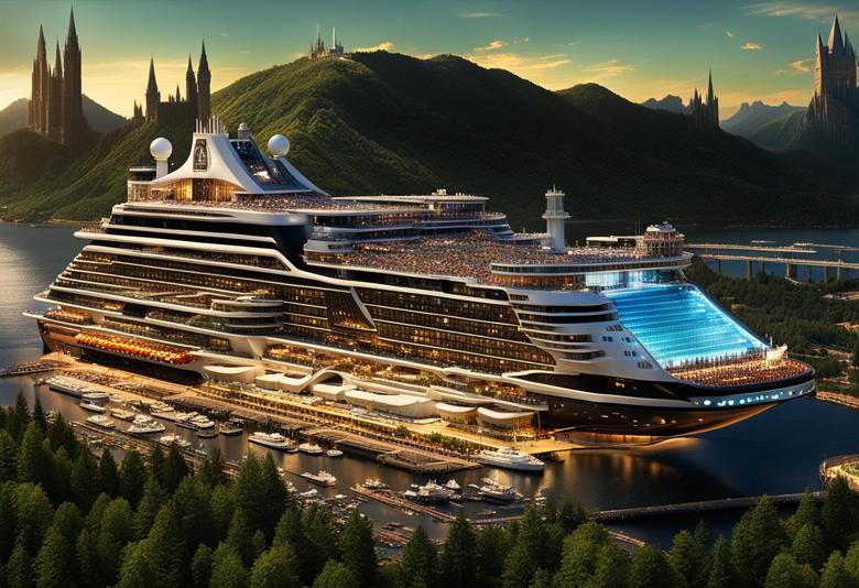 A cruise ship on top of it built Hogwarts and a big airport with a big ...