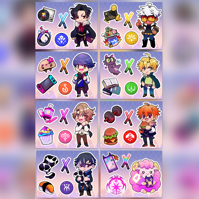 Obey Me Sticker Sheets - Tabby's Ko-fi Shop
