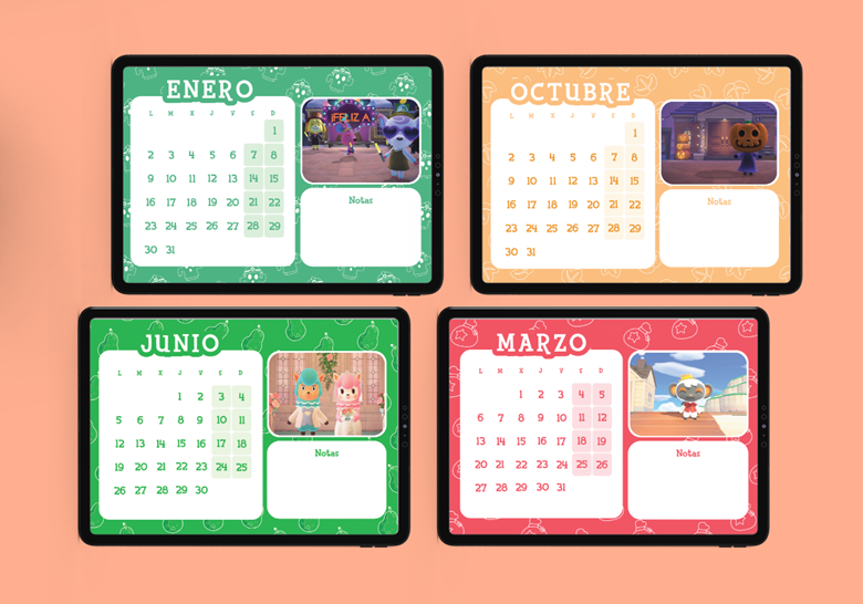 Calendario digital de Animal Crossing 2023 Canelita's Kofi Shop Ko