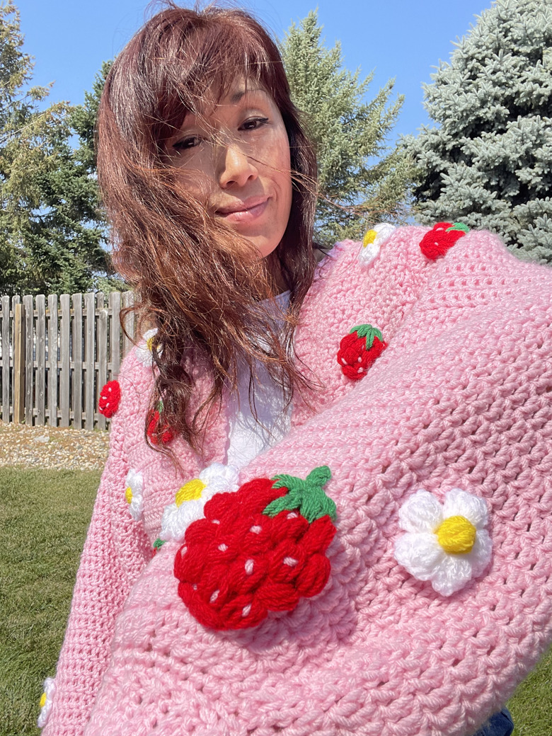 Strawberry Love Pink Cardigan Momopot75's Ko-fi Shop, Strawberry Cardigan  Crochet