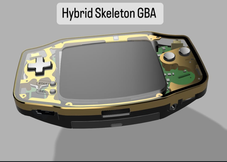 Boxy Pixel GBA Hybrid Skeleton Console fully built
