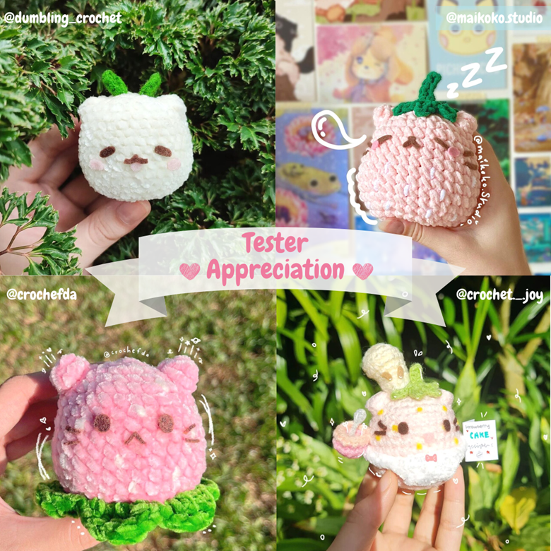 3 in 1 Strawberry cat crochet pattern Pei 's Kofi Shop Kofi ️