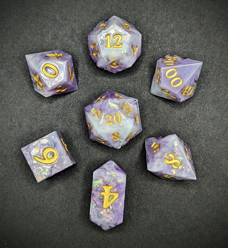 Royalty Crowned Sharp Edge Resin TTRPG Polyhedral 7 piece Dice Set ...