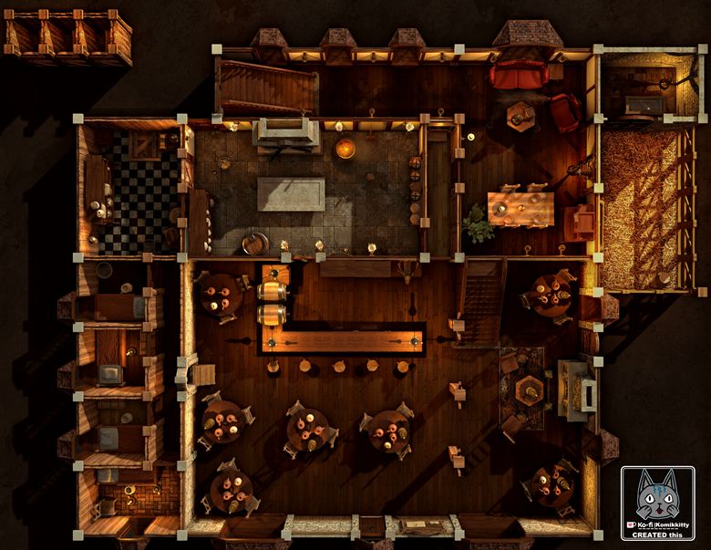 Ilphin's Tavern [2 floors]| BATTLE MAP - Komikkitty's Ko-fi Shop - Ko ...