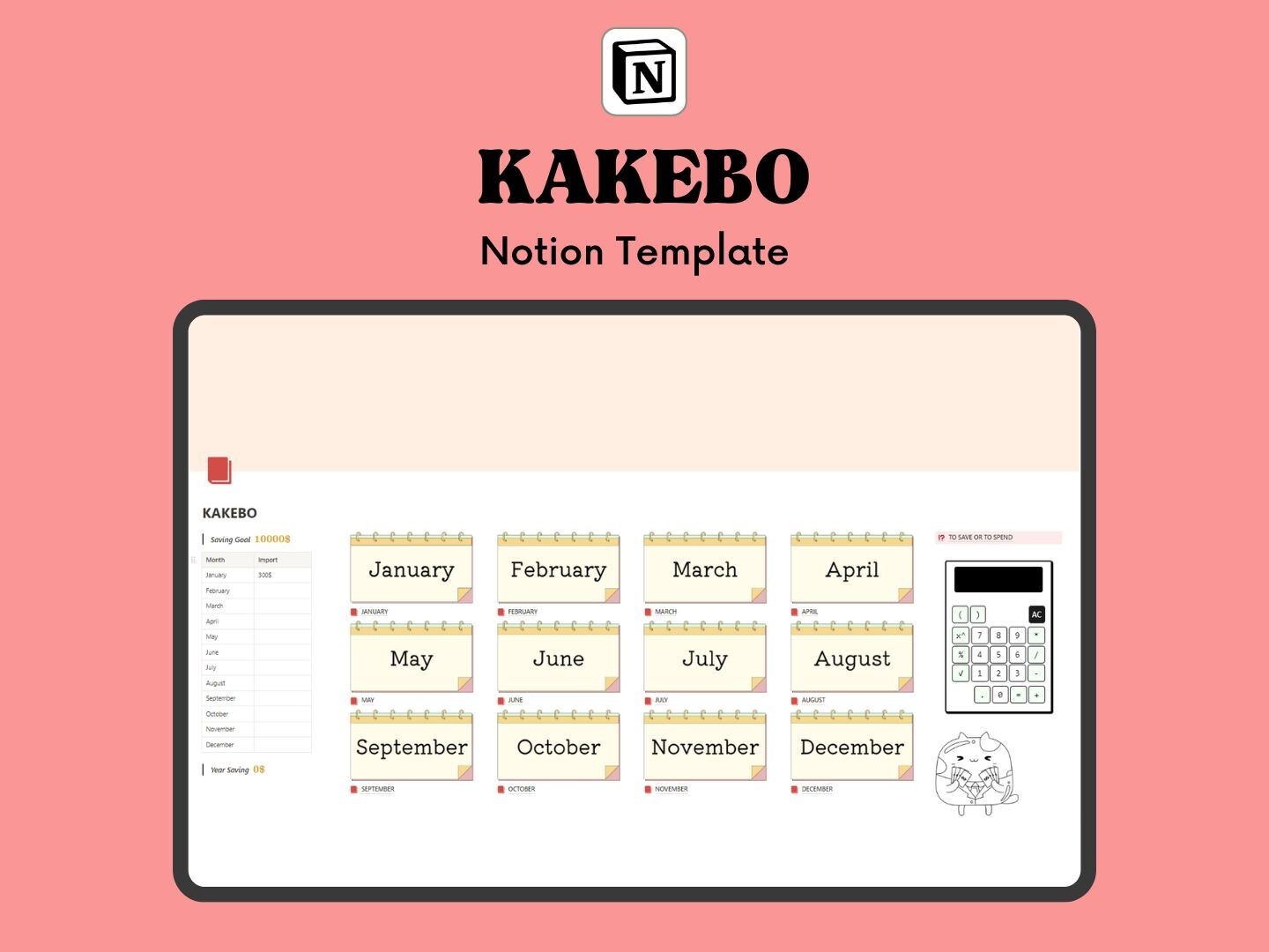 KAKEBO Notion template - Expense tracking - Gemma Nook's Ko-fi Shop